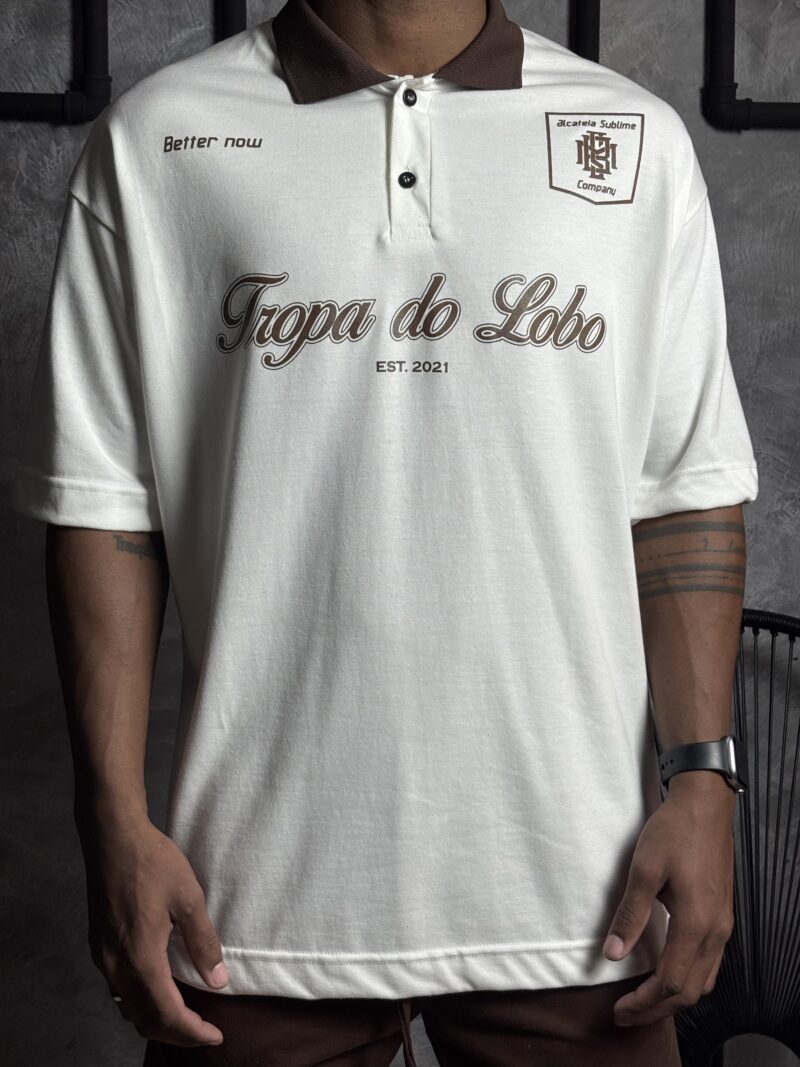 CAMISA OVERSIZED  - GOLA POLO MARROM